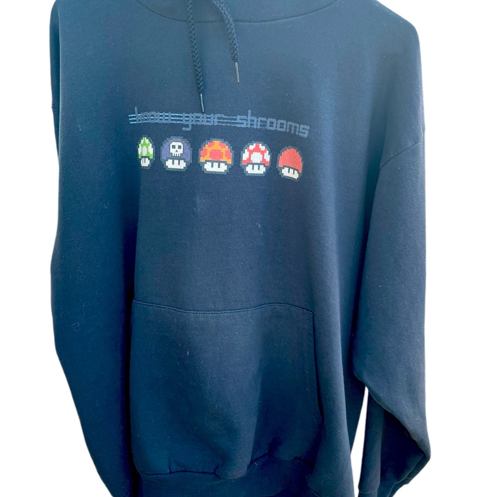 VTG Mario Know Your Shrooms hoodie, mushrooms,Gaming,size Large